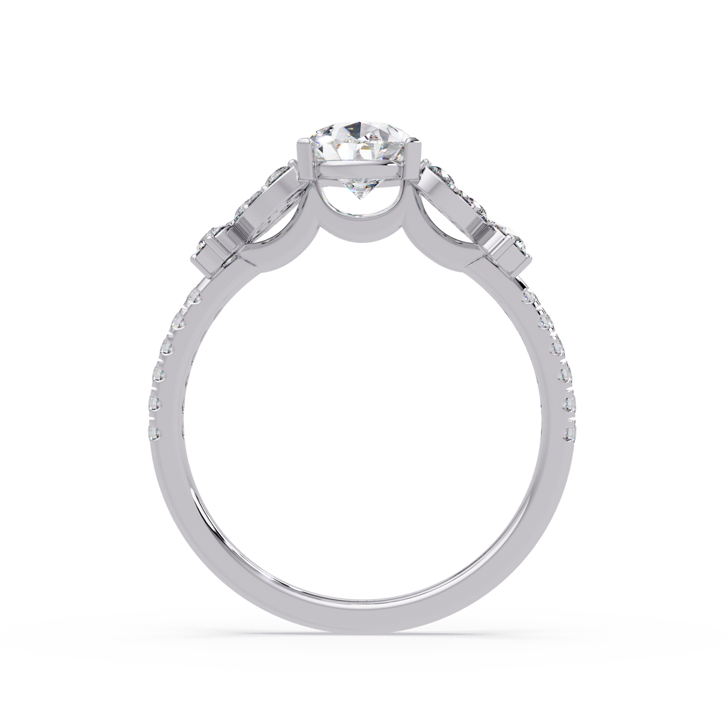 Pear Shape Diamond Floral Engagement Ring
