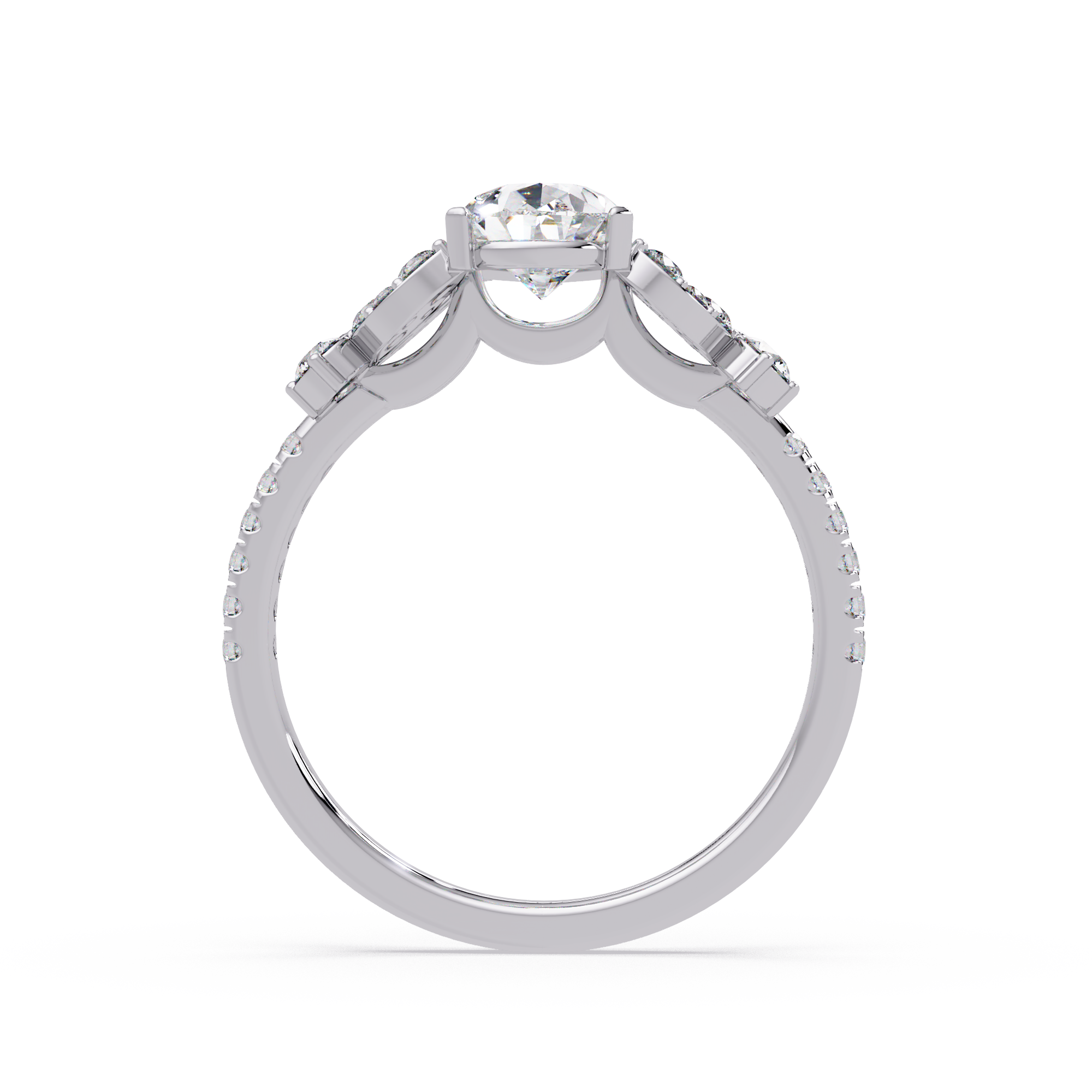 Pear Shape Diamond Floral Engagement Ring