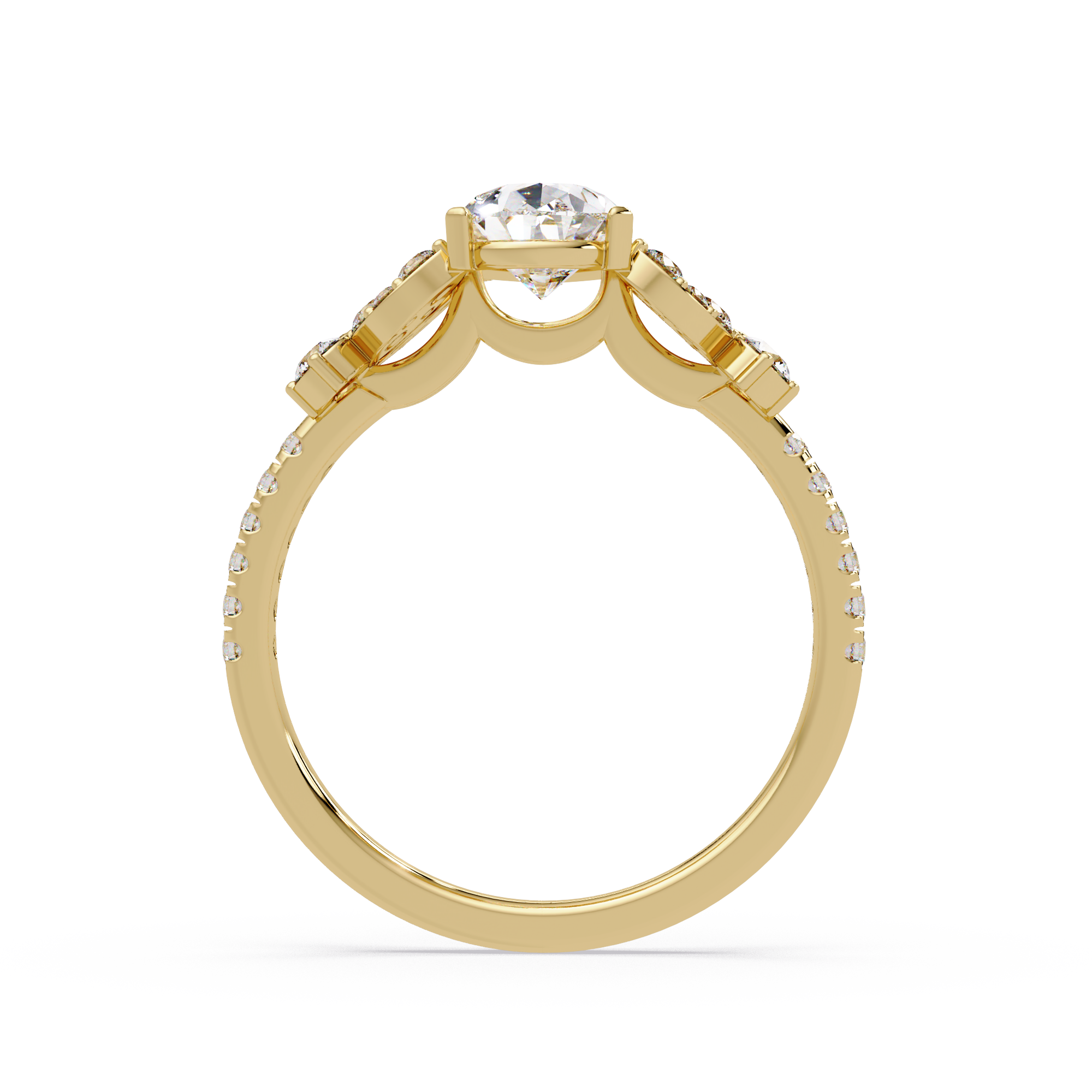 Pear Shape Diamond Floral Engagement Ring