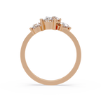 Oval & Pear Three Stone Diamond Engagement Ring