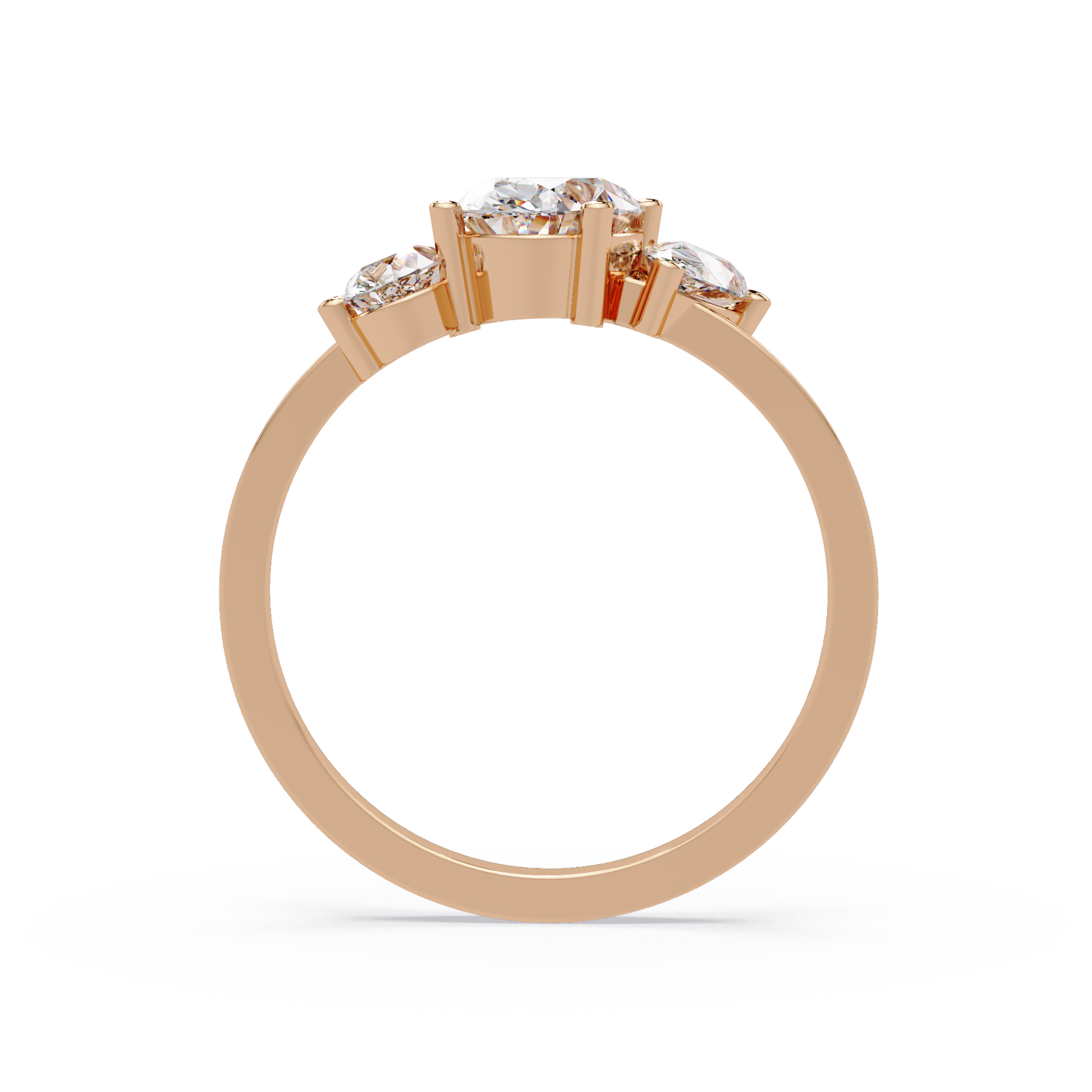 Oval & Pear Three Stone Diamond Engagement Ring