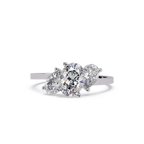 Oval & Pear Three Stone Diamond Engagement Ring