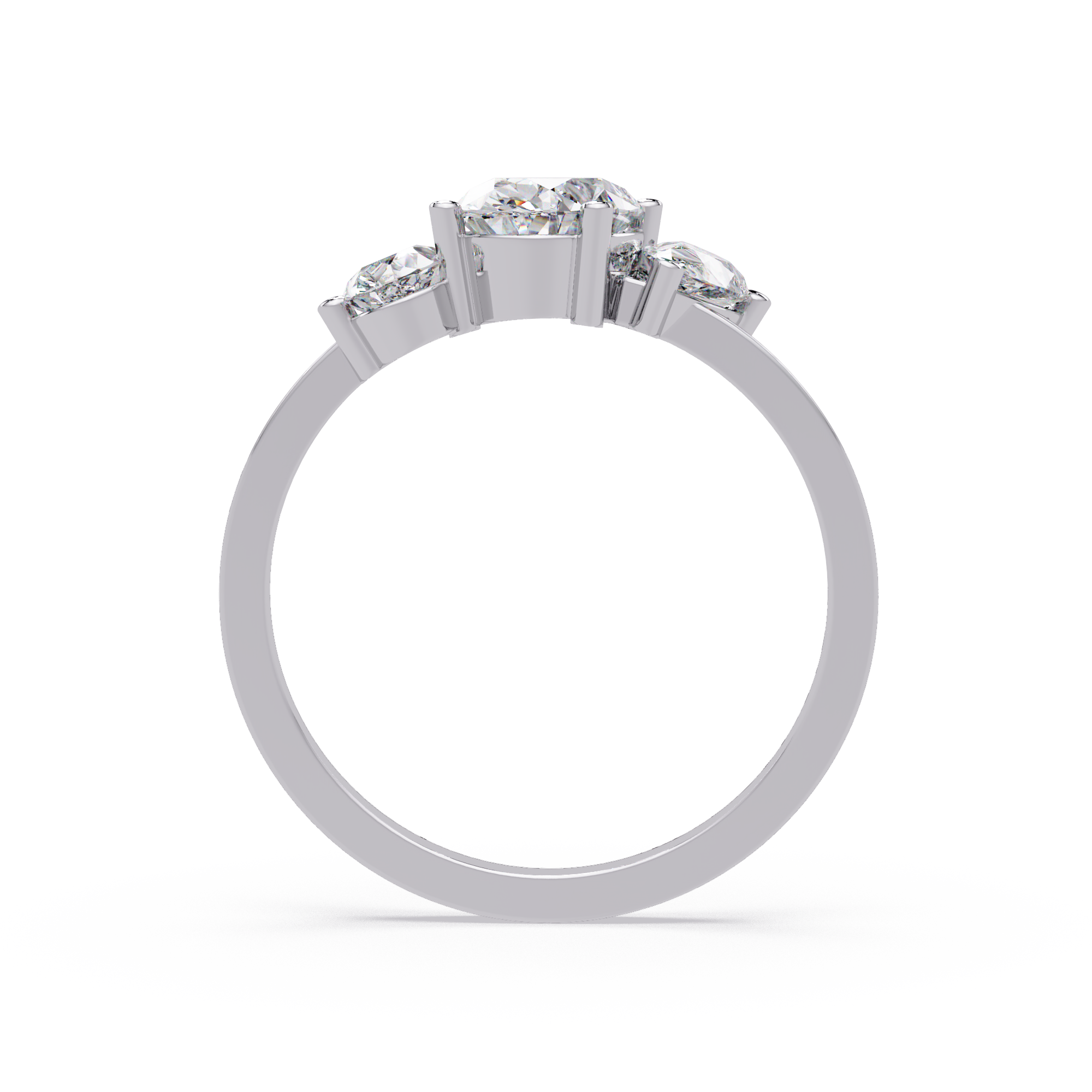 Oval & Pear Three Stone Diamond Engagement Ring
