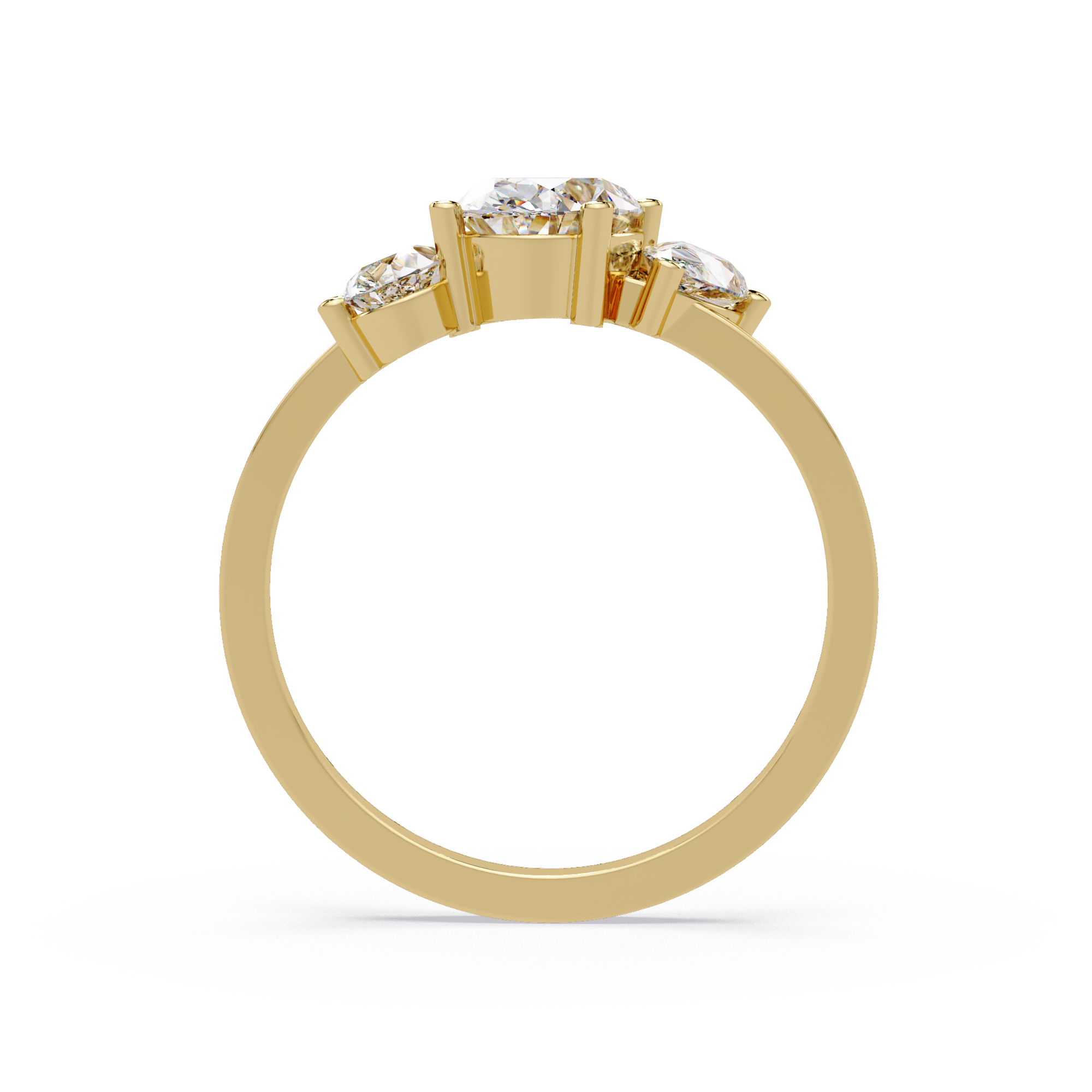 Oval & Pear Three Stone Diamond Engagement Ring