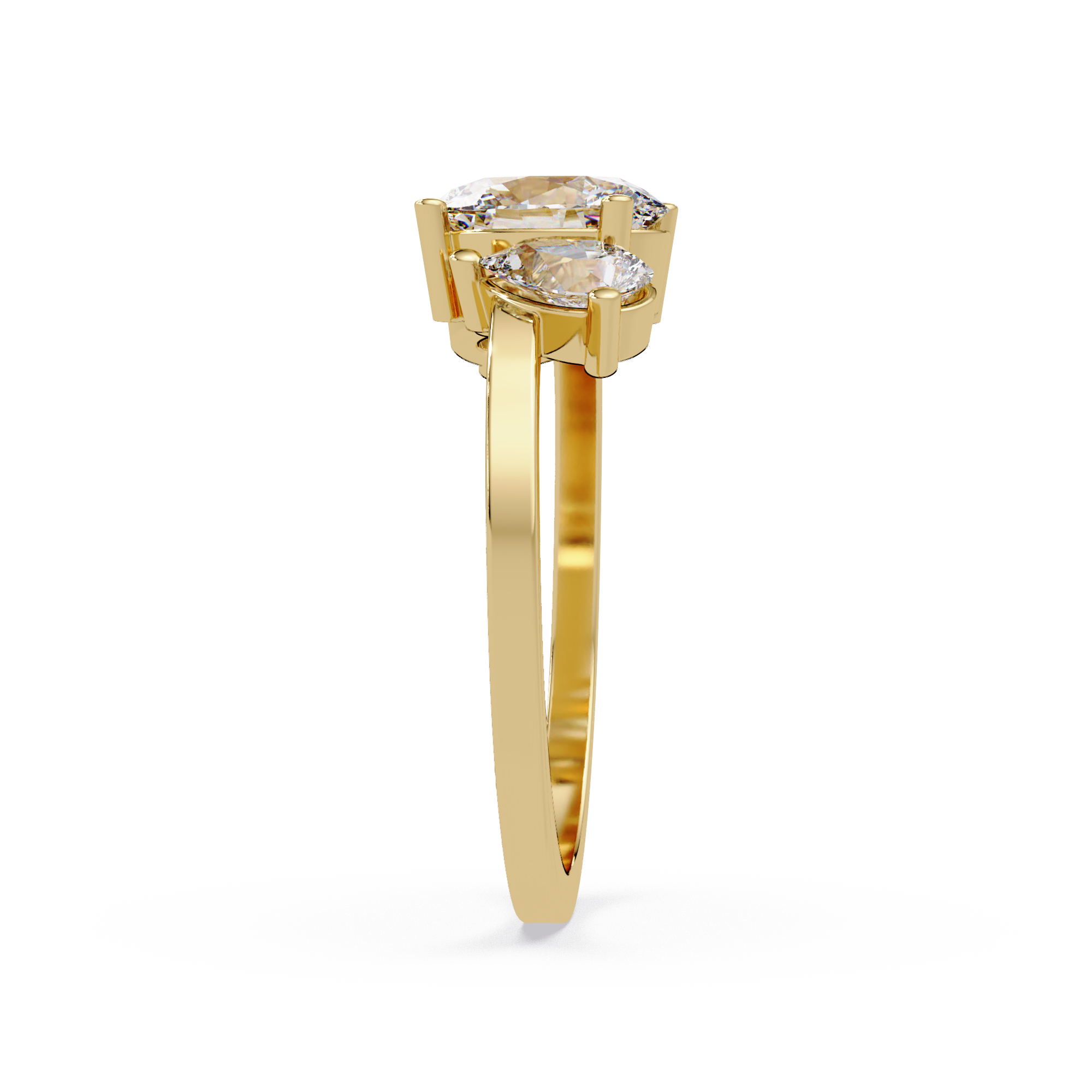 Oval & Pear Three Stone Diamond Engagement Ring