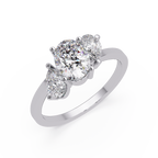 Oval & Pear Three Stone Diamond Engagement Ring