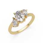 Oval & Pear Three Stone Diamond Engagement Ring