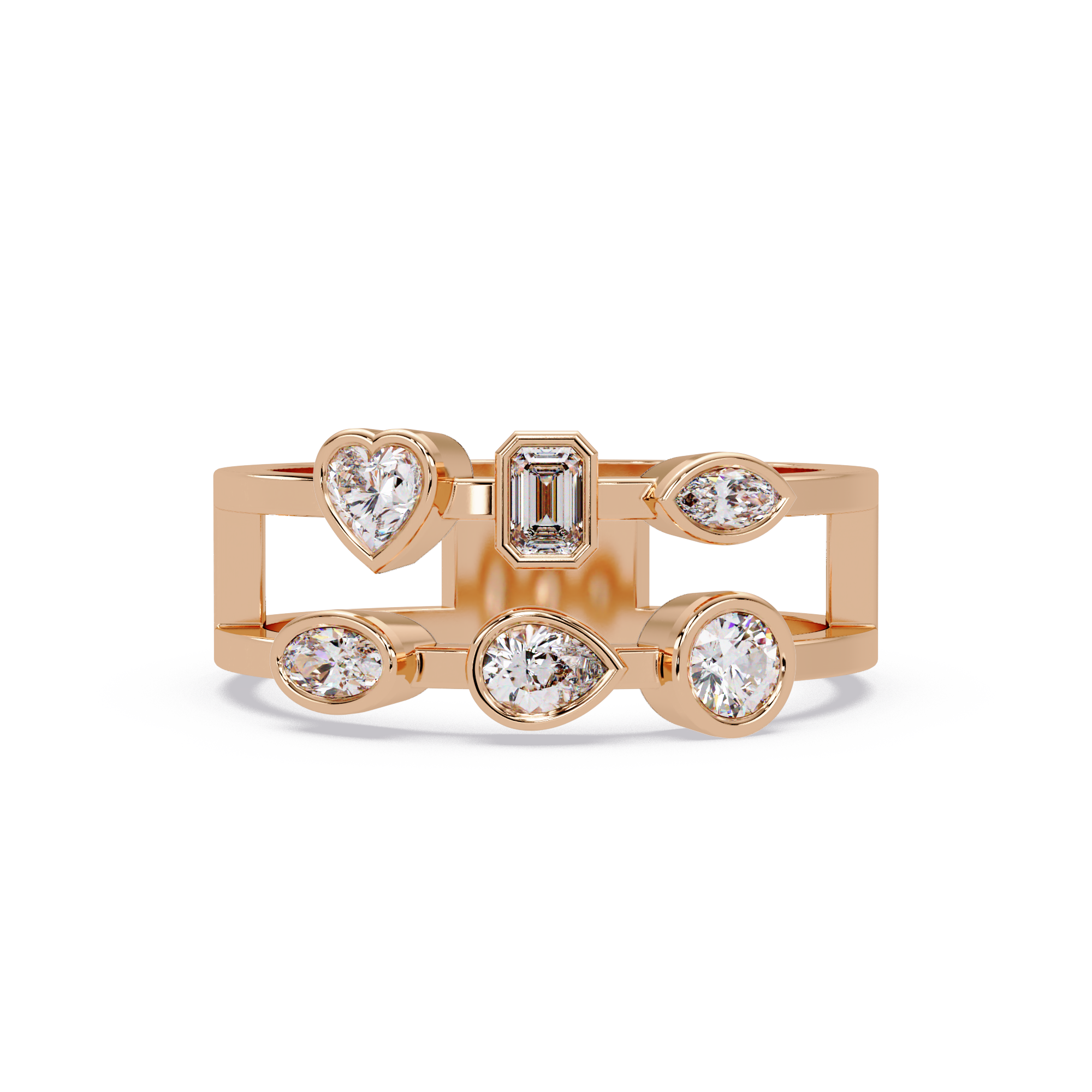 Multi Shape Diamond Open Ring