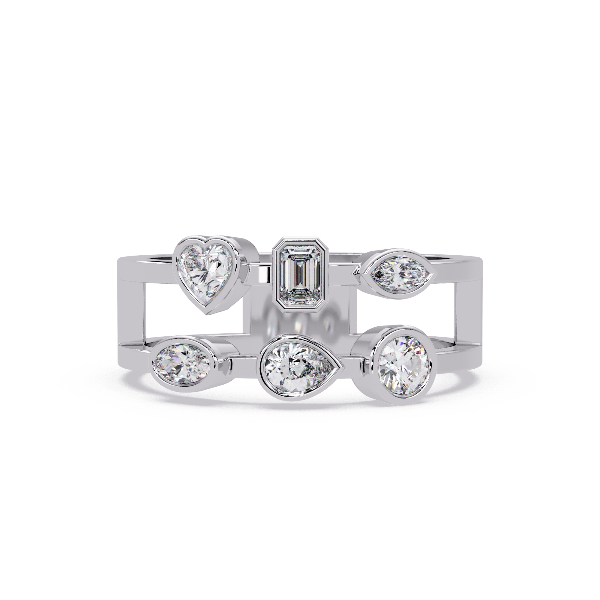 Multi Shape Diamond Open Ring