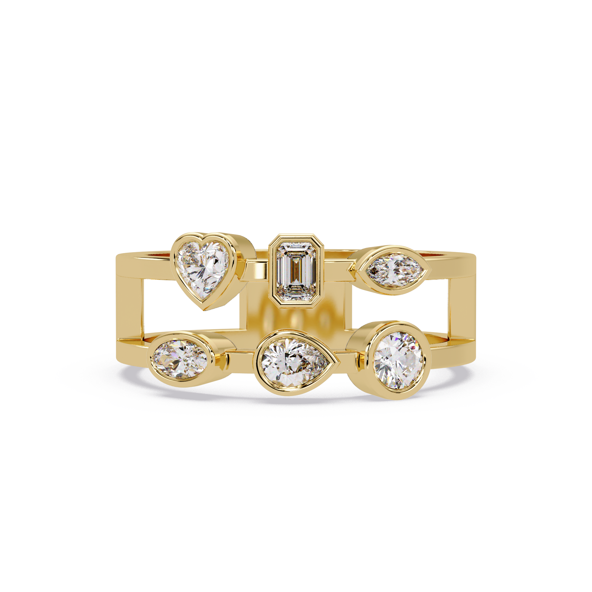 Multi Shape Diamond Open Ring