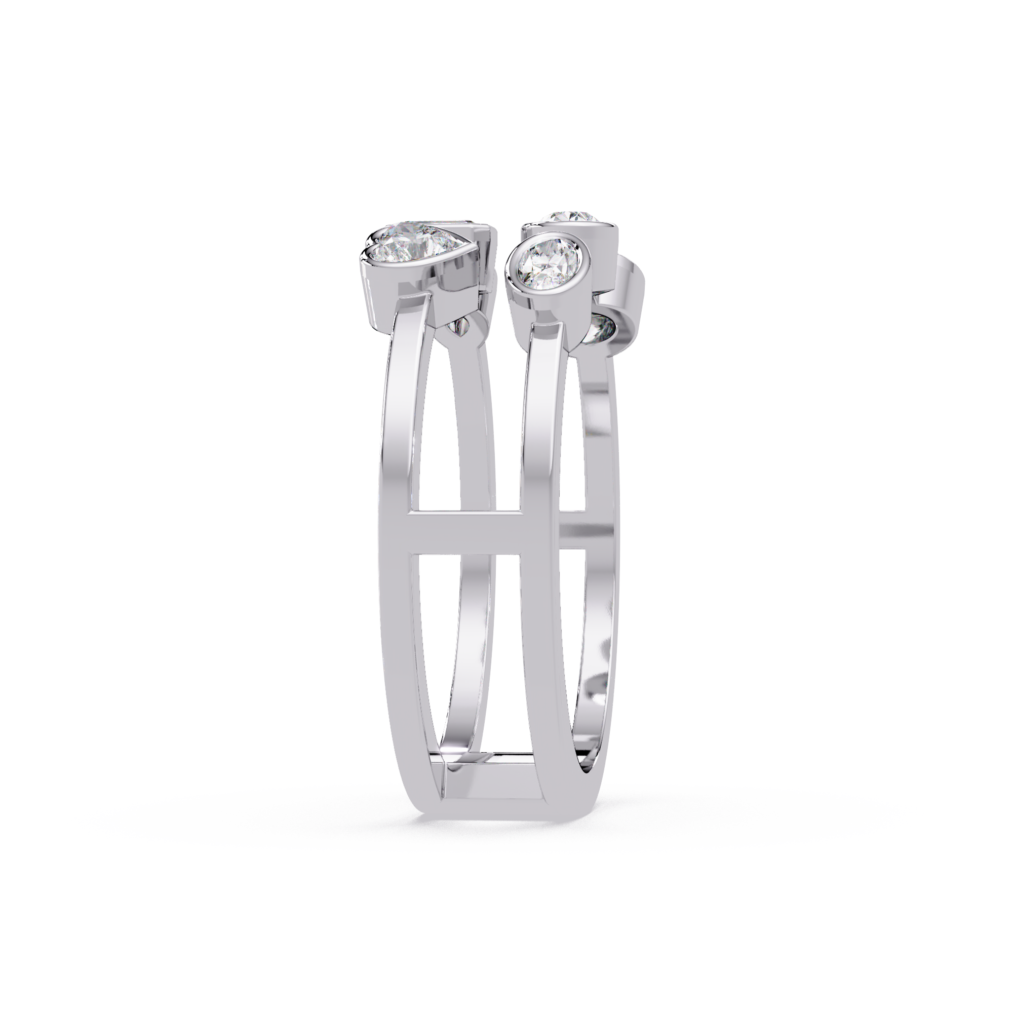 Multi Shape Diamond Open Ring
