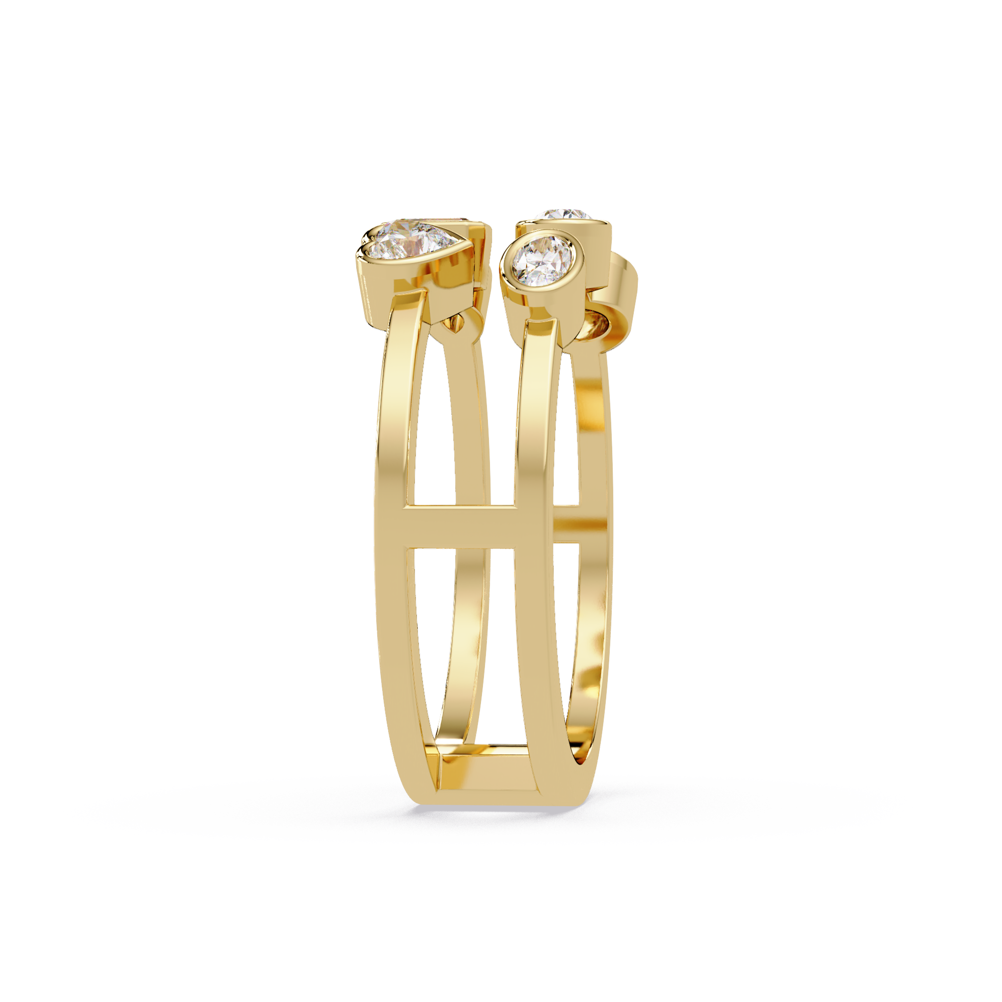 Multi Shape Diamond Open Ring