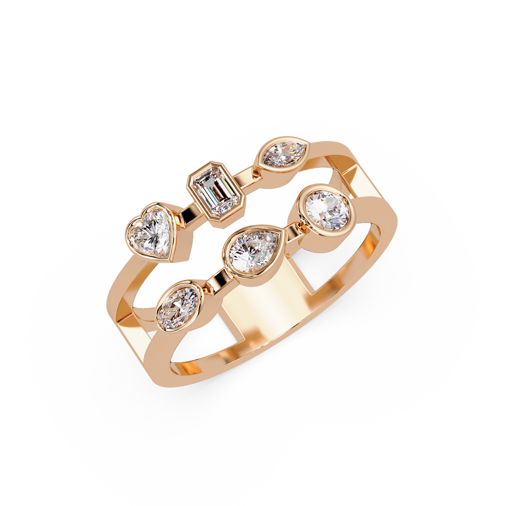 Multi Shape Diamond Open Ring