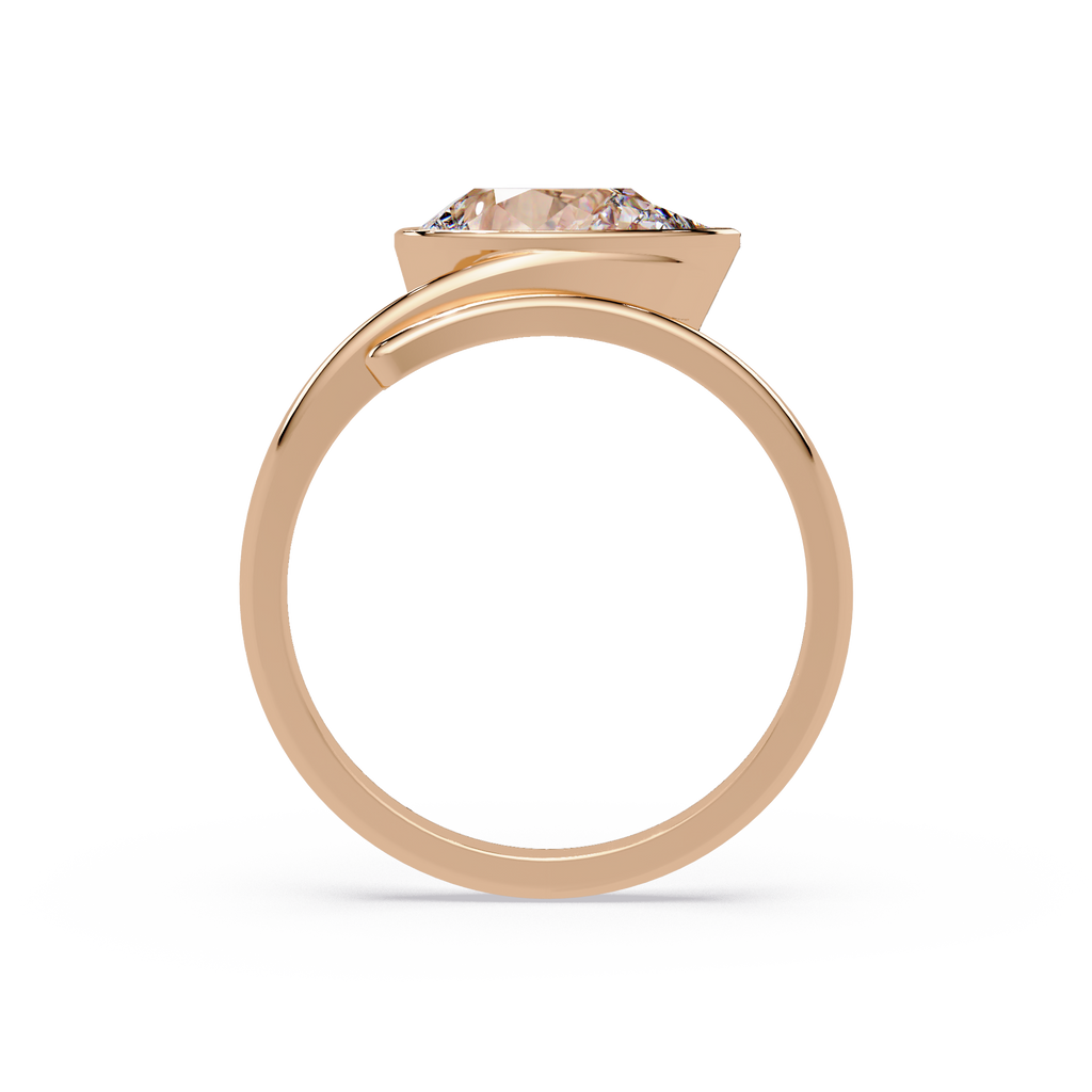 Pear Cut Bezel Solitaire Open Wrap Ring