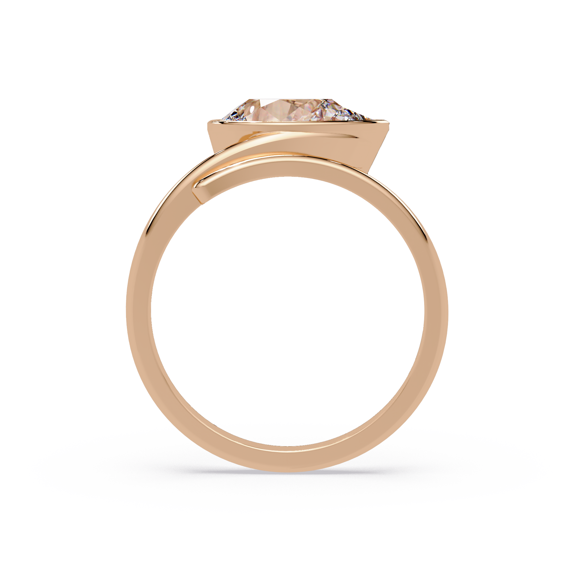 Pear Cut Bezel Solitaire Open Wrap Ring