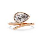 Pear Cut Bezel Solitaire Open Wrap Ring