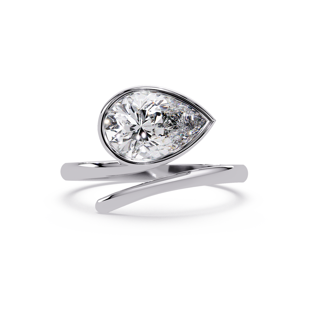 Pear Shape Bezel Diamond Open Ring