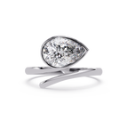 Pear Shape Bezel Diamond Open Ring