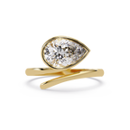 Pear Shape Bezel Diamond Open Ring