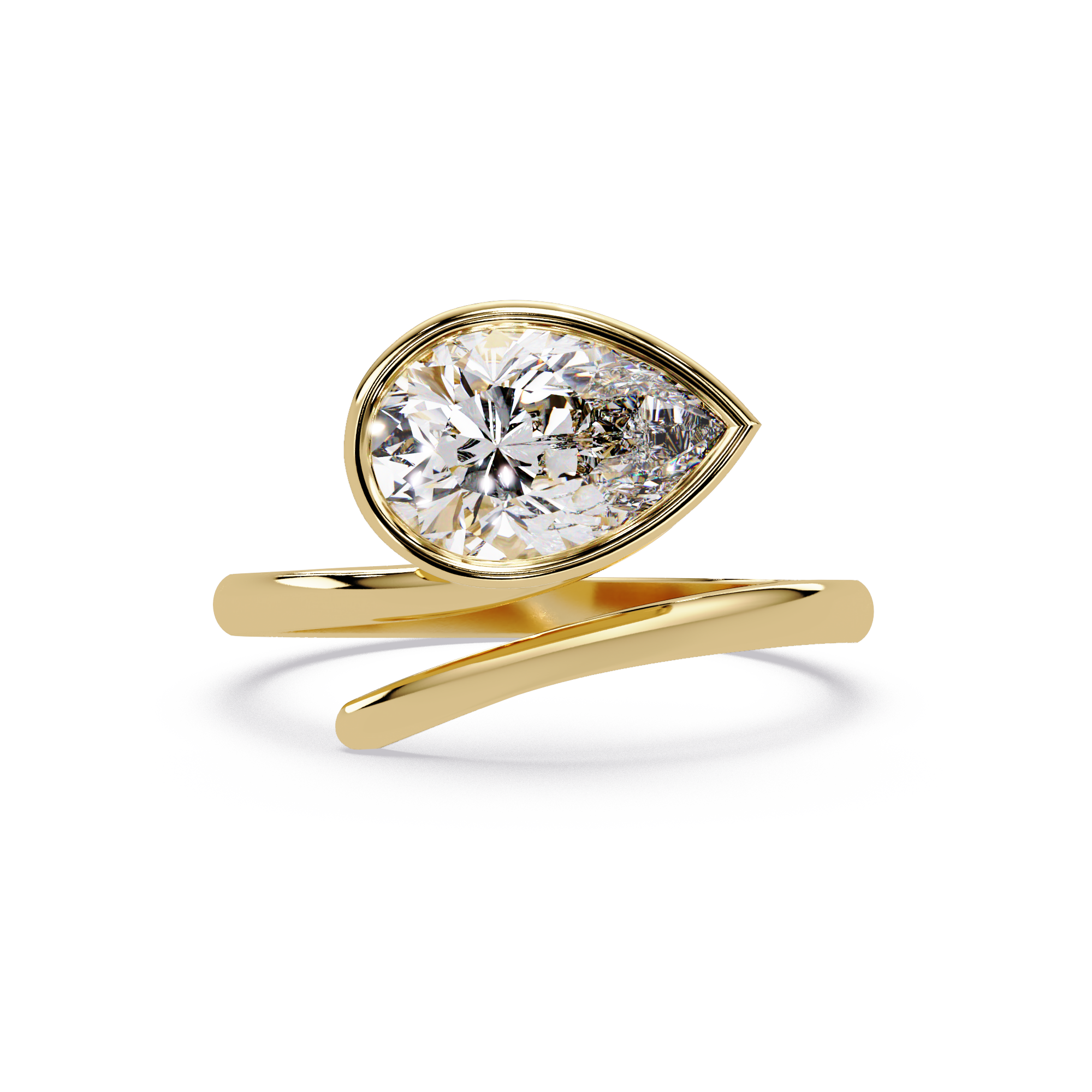 Pear Shape Bezel Diamond Open Ring