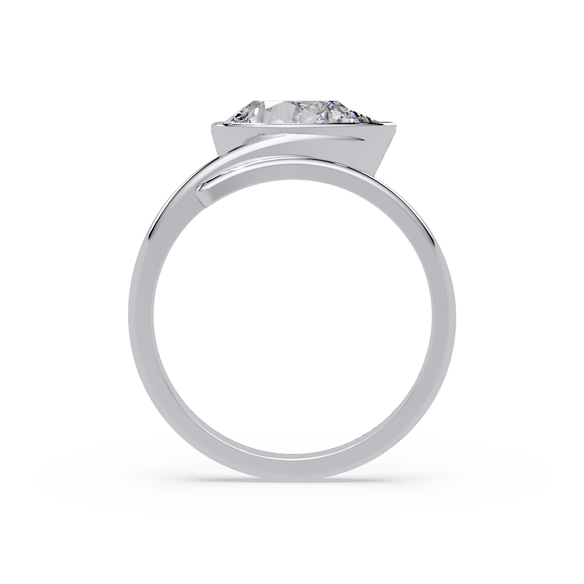 Pear Cut Bezel Solitaire Open Wrap Ring