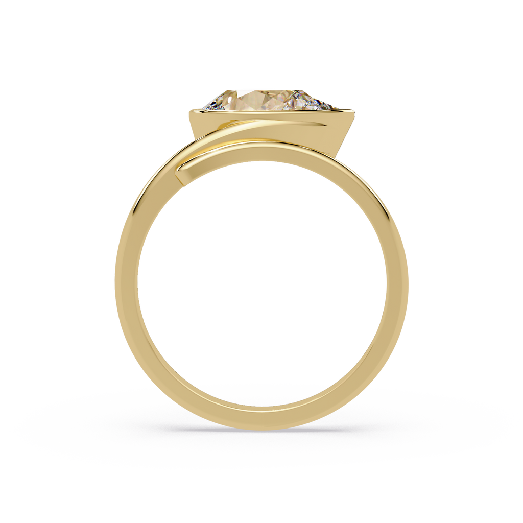 Pear Cut Bezel Solitaire Open Wrap Ring