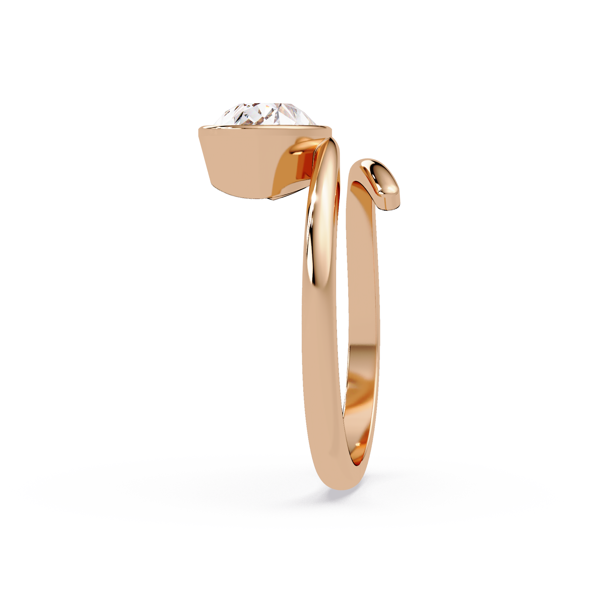 Pear Cut Bezel Solitaire Open Wrap Ring