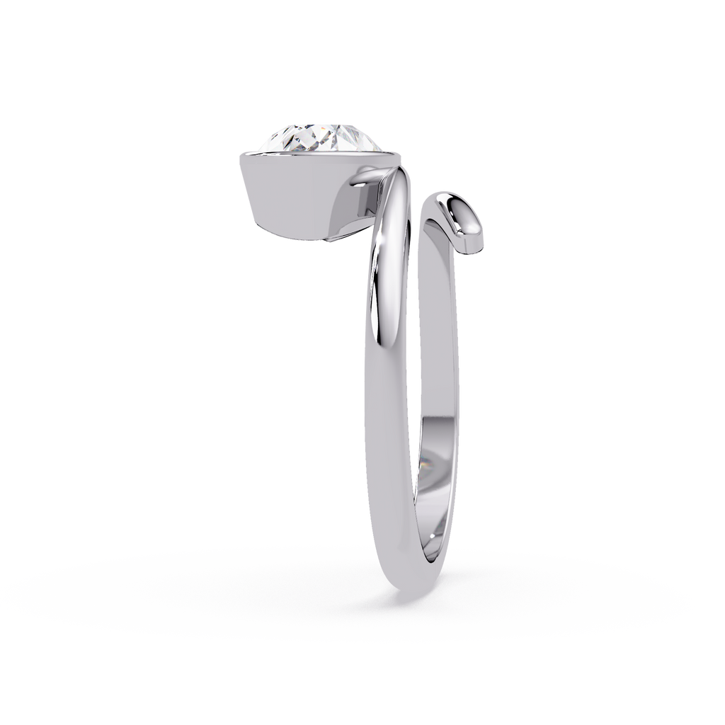 Pear Cut Bezel Solitaire Open Wrap Ring