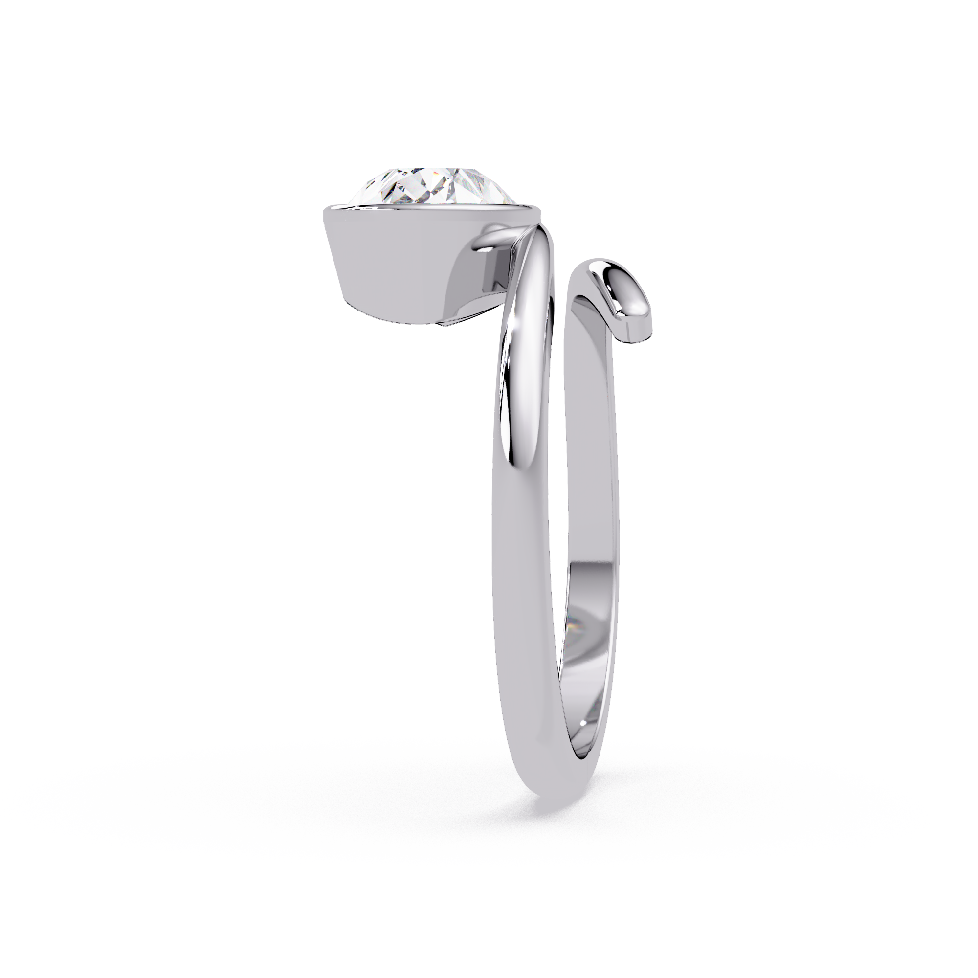 Pear Cut Bezel Solitaire Open Wrap Ring