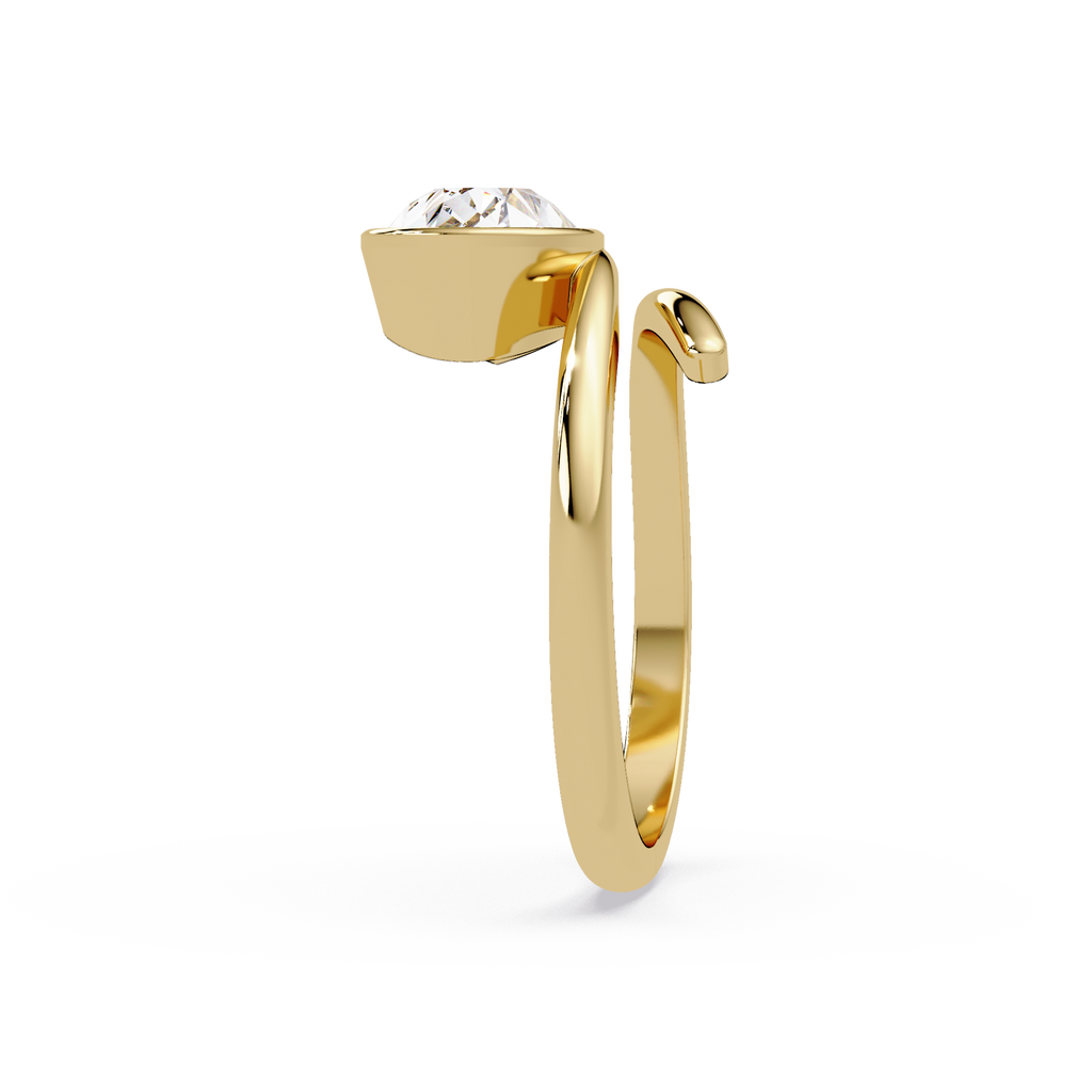 Pear Cut Bezel Solitaire Open Wrap Ring