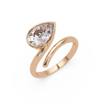 Pear Cut Bezel Solitaire Open Wrap Ring