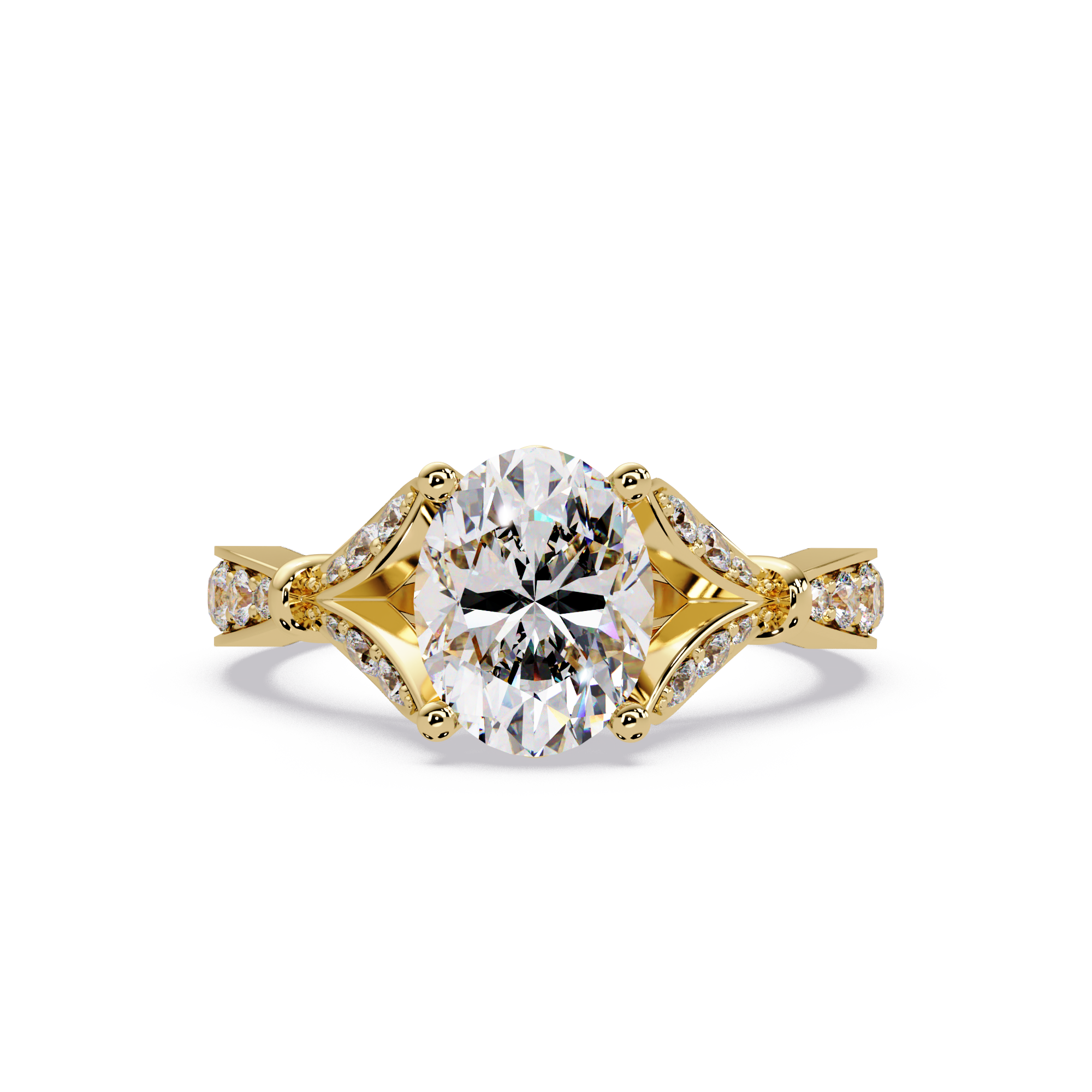 Oval & Round Cut Diamond Engagement Ring