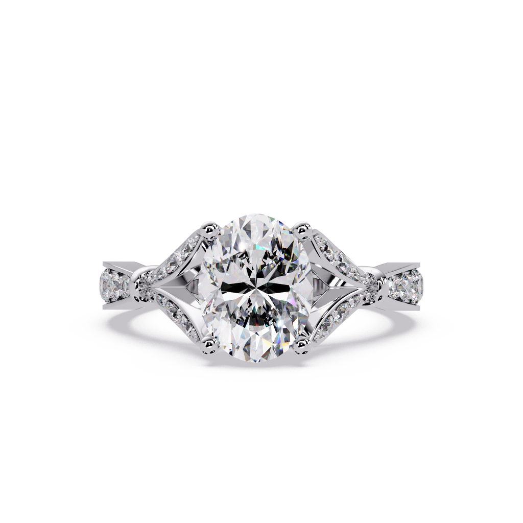 Oval & Round Cut Diamond Engagement Ring