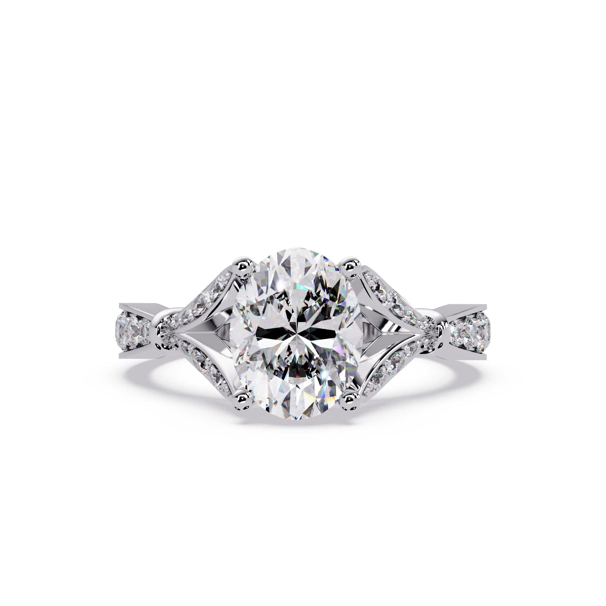 Oval & Round Cut Diamond Engagement Ring