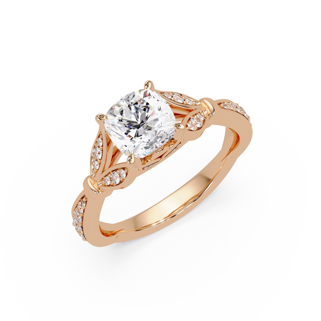 Vintage Cushion Cut Diamond Engagement Ring