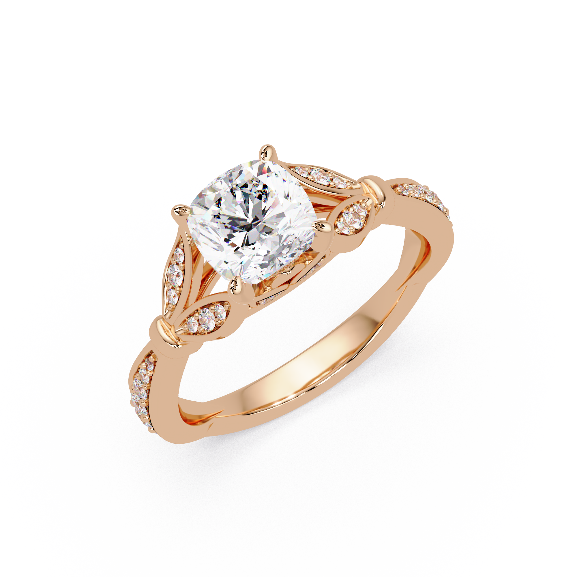 Vintage Cushion Cut Diamond Engagement Ring