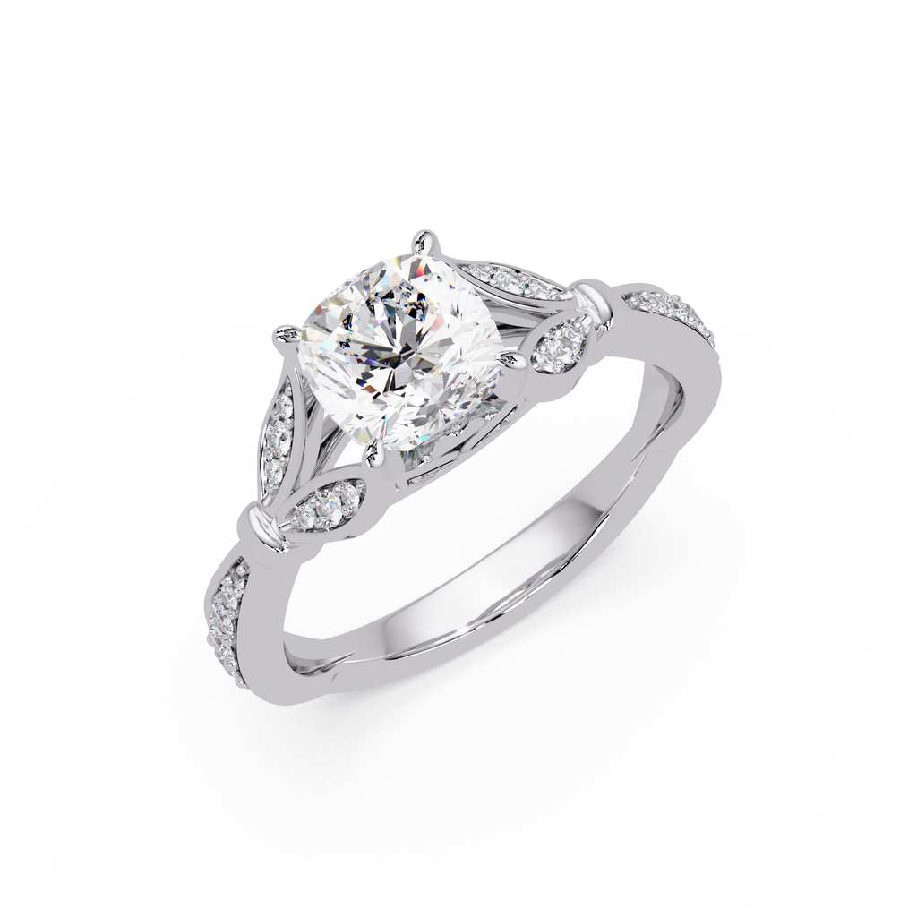 Vintage Cushion Cut Diamond Engagement Ring