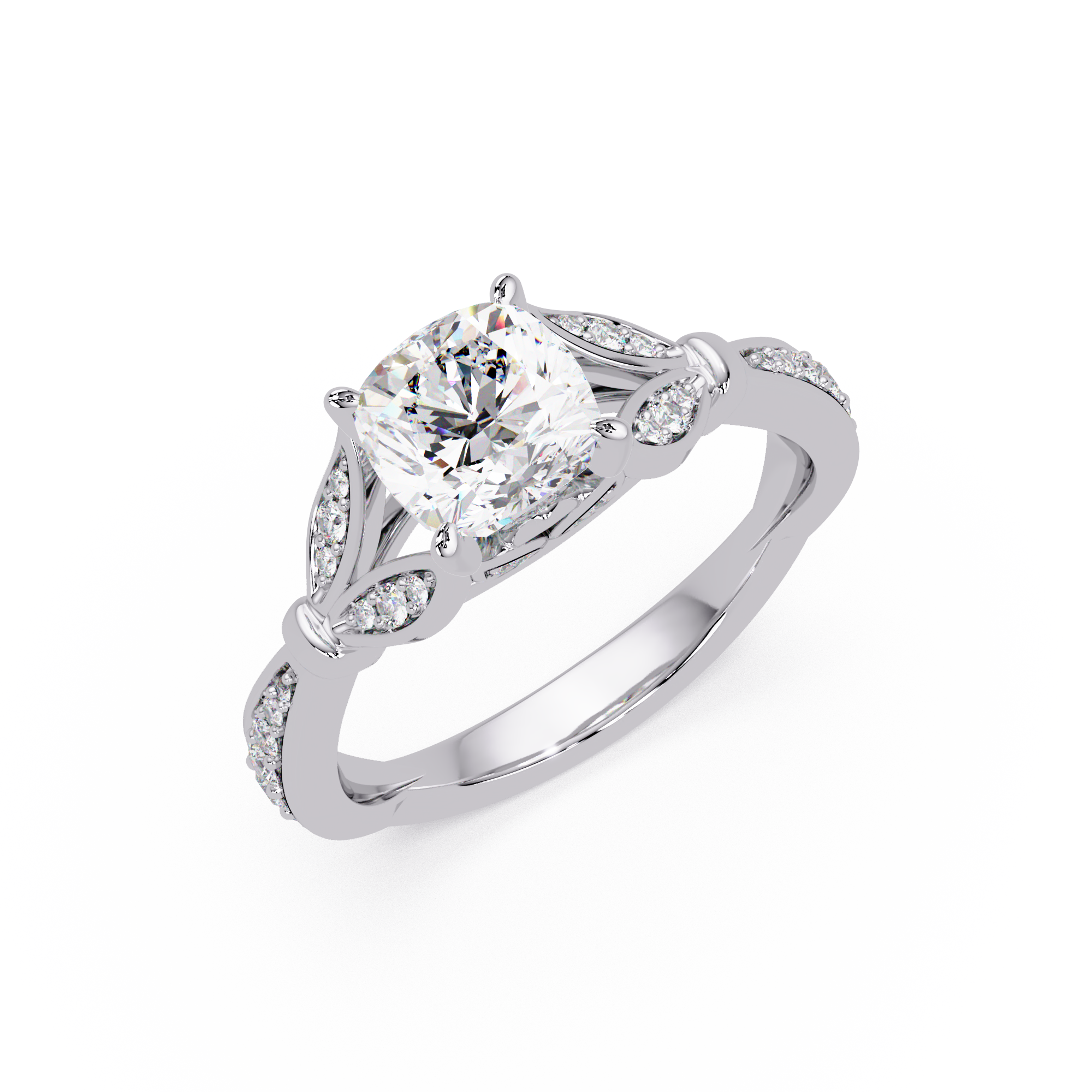 Vintage Cushion Cut Diamond Engagement Ring