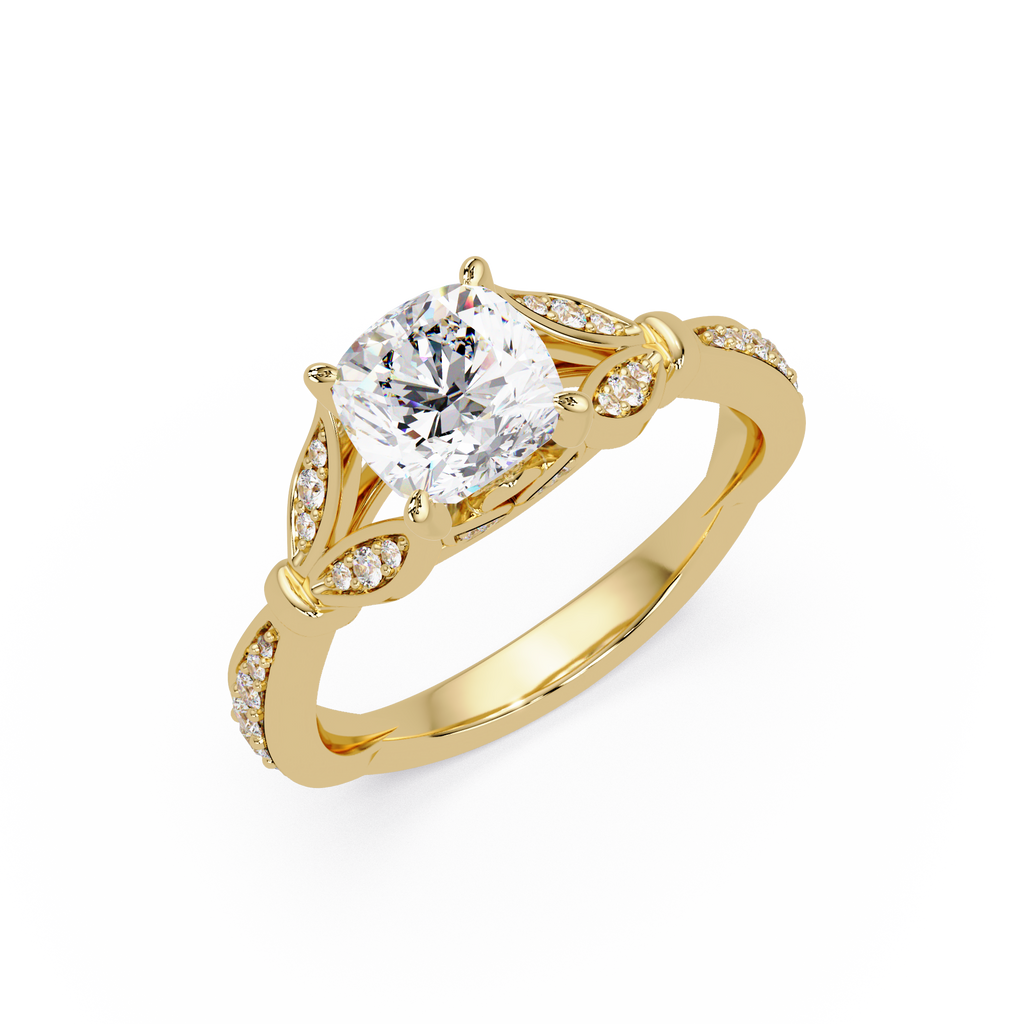 Vintage Cushion Cut Diamond Engagement Ring