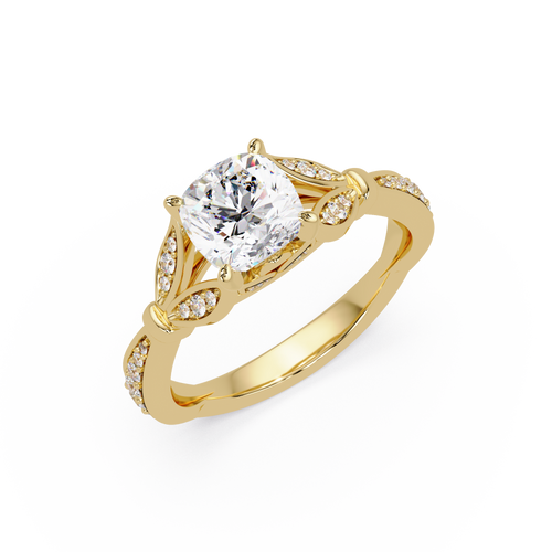 Cushion Cut & Round Diamond Engagement Ring