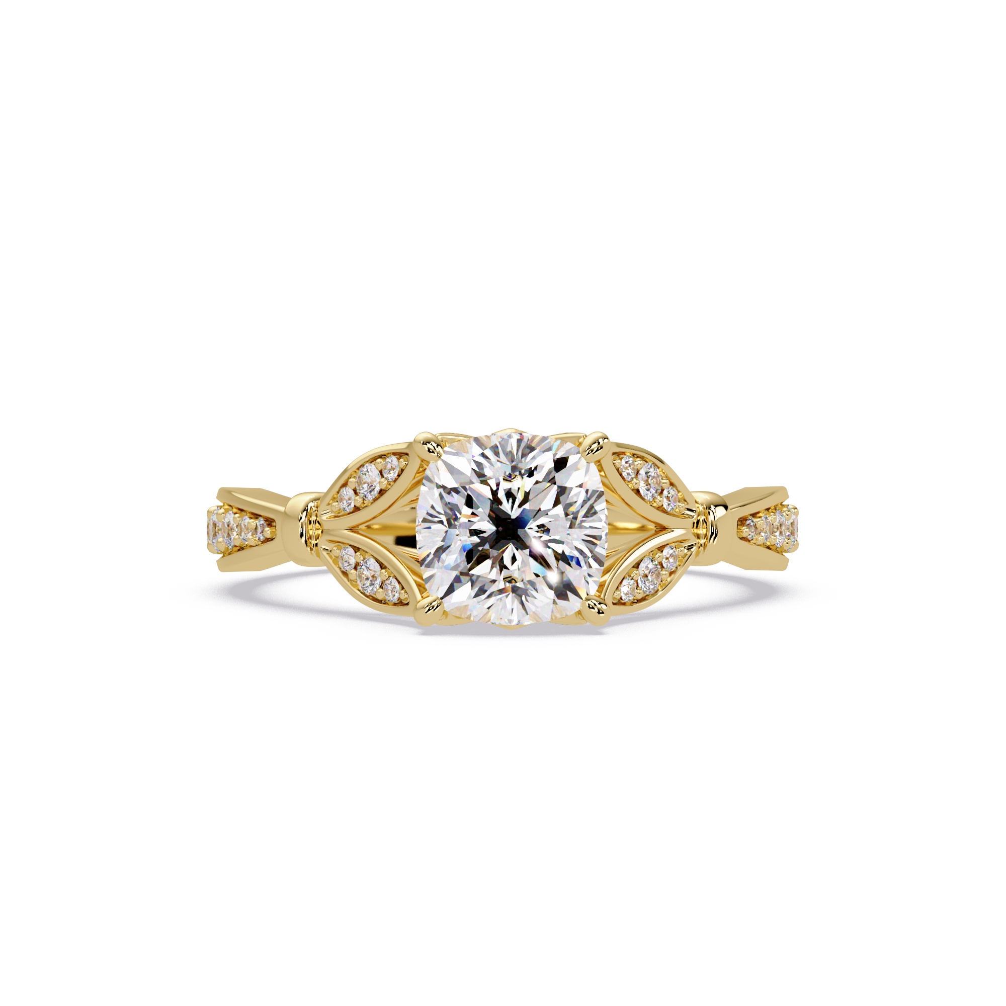 Vintage Cushion Cut Diamond Engagement Ring