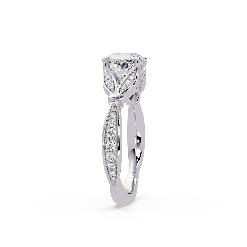 Cushion Cut & Round Diamond Engagement Ring
