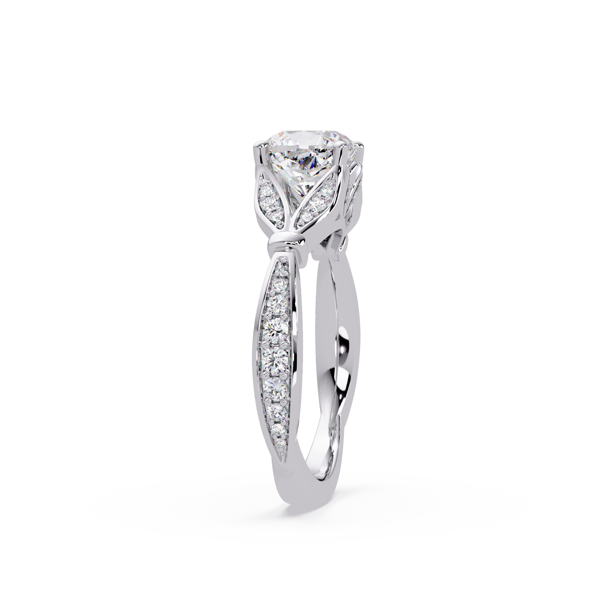 Cushion Cut & Round Diamond Engagement Ring