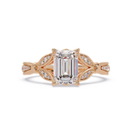 Emerald Cut Diamond Leaf-Inspired Engagement Ring