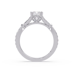 Emerald Cut Diamond Leaf-Inspired Engagement Ring