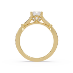 Emerald Cut Diamond Leaf-Inspired Engagement Ring