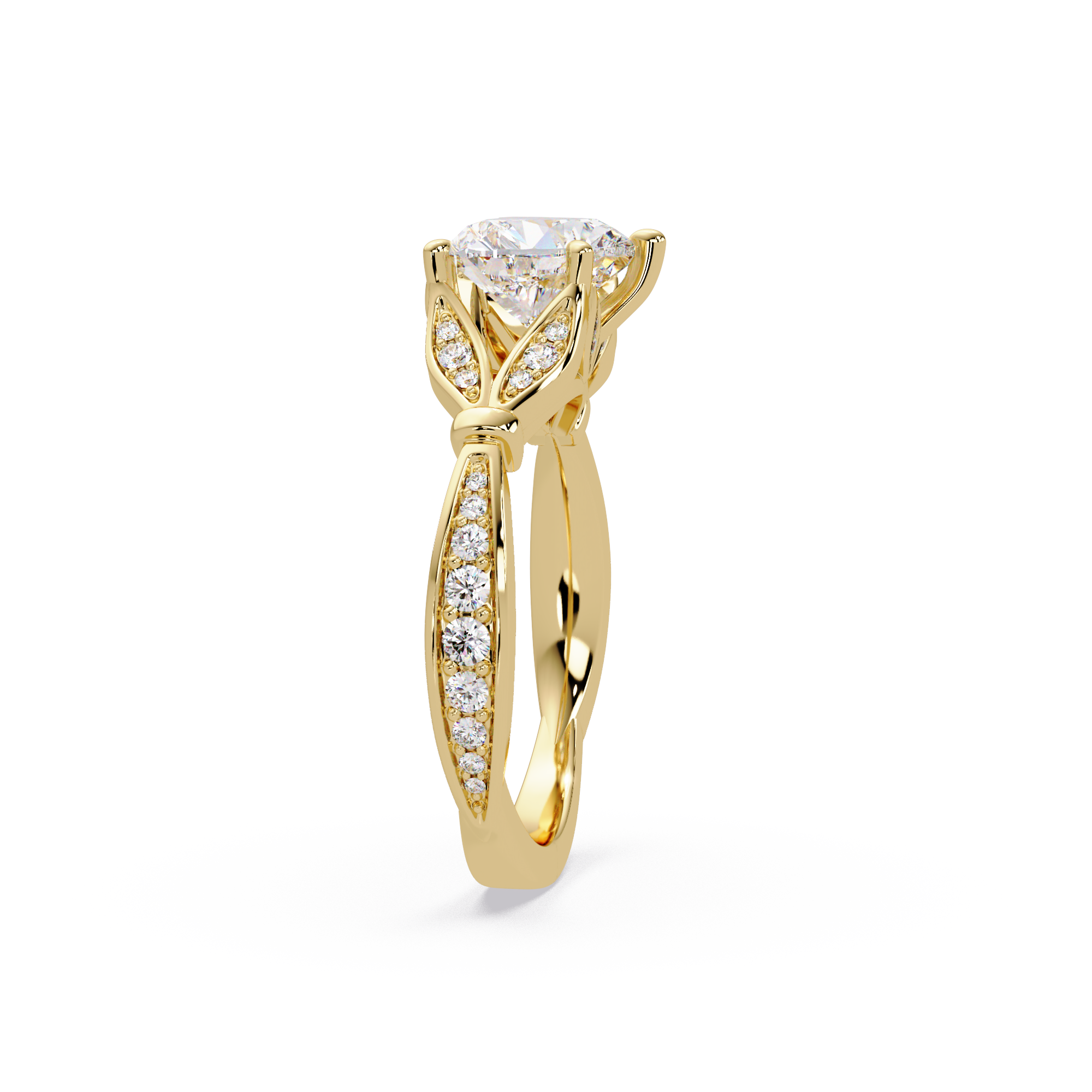 Nature Inspired Heart Diamond Engagement Ring