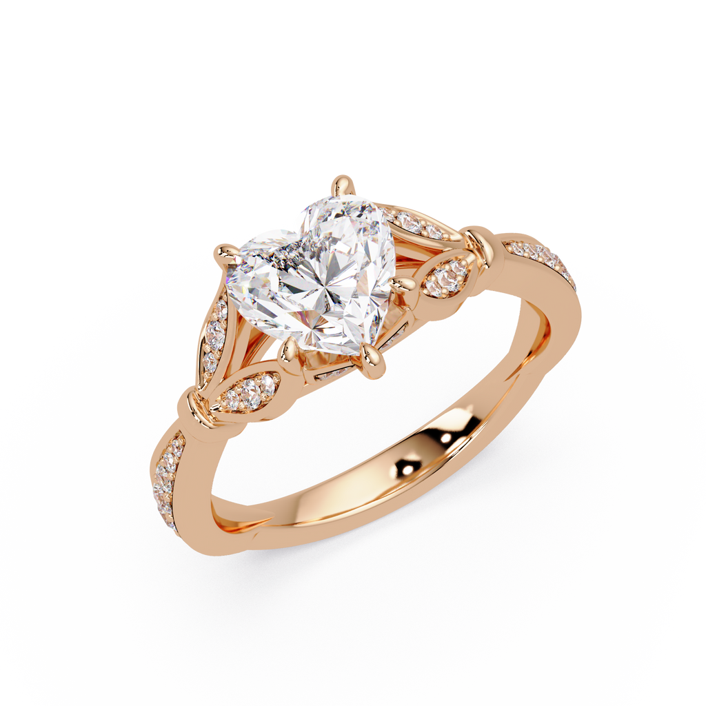 Nature Inspired Heart Diamond Engagement Ring