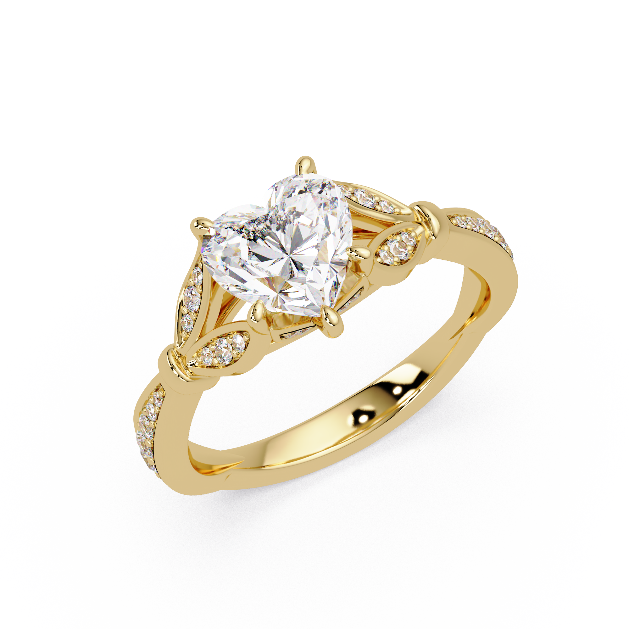 Nature Inspired Heart Diamond Engagement Ring