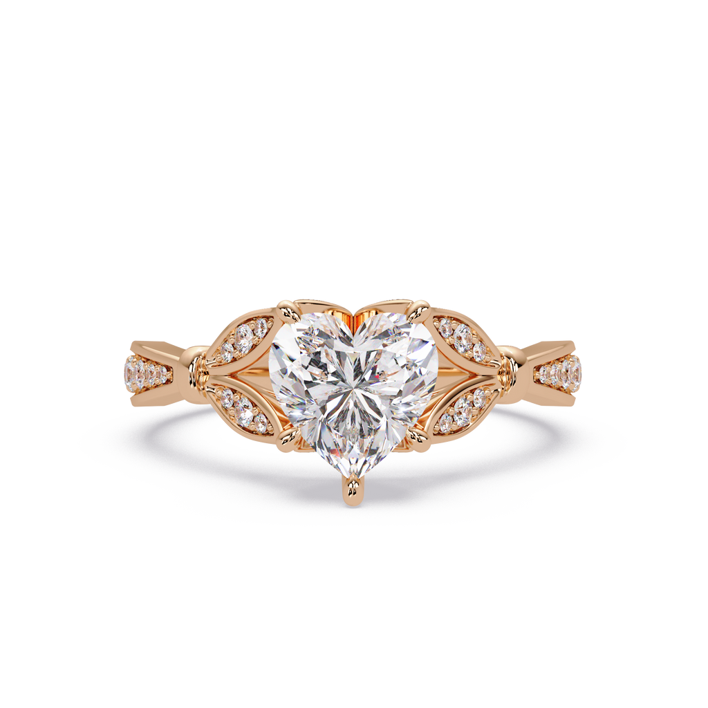 Nature Inspired Heart Diamond Engagement Ring